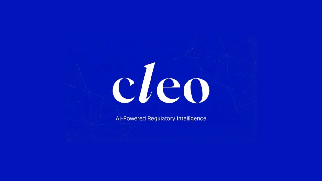 Cleo logo on a blue background with the tagline 'AI-Powered Regulatory Intelligence'.