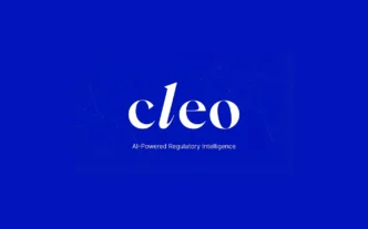 Cleo logo on a blue background with the tagline 'AI-Powered Regulatory Intelligence'.