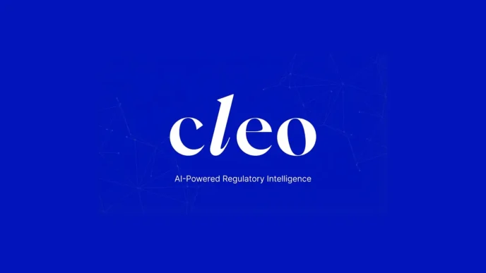 Cleo logo on a blue background with the tagline 'AI-Powered Regulatory Intelligence'.
