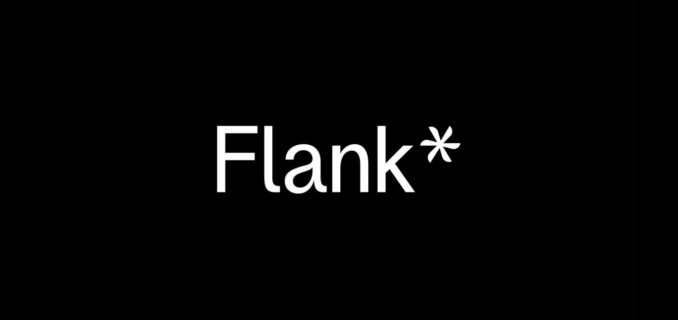 Flank* wordmark in white on a black background