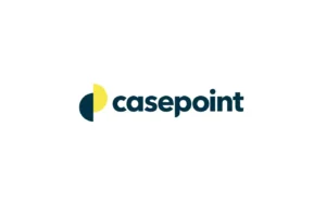 Casepoint logo: the word 'casepoint' in dark blue, with a left graphic of a yellow semicircle next to a teal circle shape.