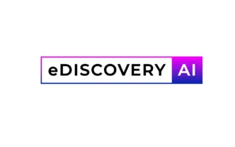 eDISCOVERY AI logo with bold black text and a purple-to-blue gradient border.