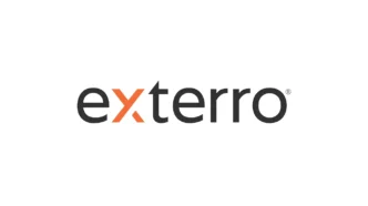 Exterro logo: the wordmark with an orange X in the middle on a white background.