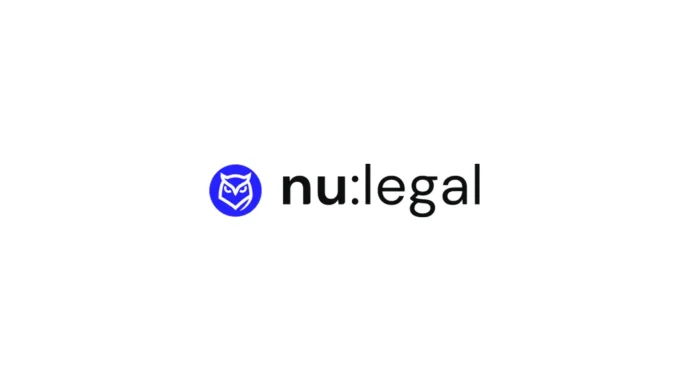 nu:legal logo: blue circle with an abstract white owl to the left of the bold black text nu:legal