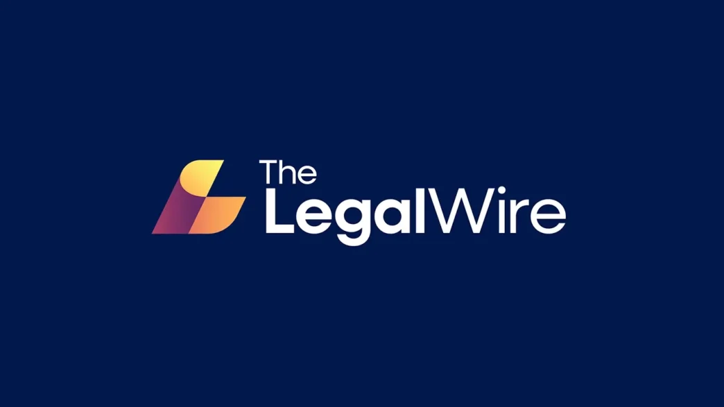 The LegalWire logo: an orange-purple abstract mark to the left of white text on a dark navy background