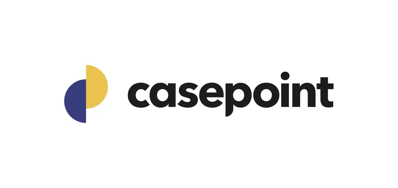 Casepoint logo: purple and yellow circular mark to the left of bold 'casepoint' text