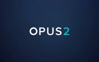 OPUS2 logo on a dark blue gradient background.
