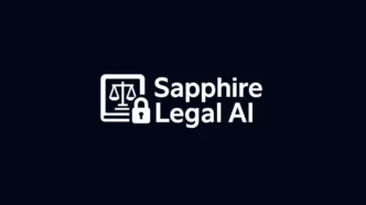Sapphire Legal AI logo with a document icon, scales of justice, and a padlock next to the text