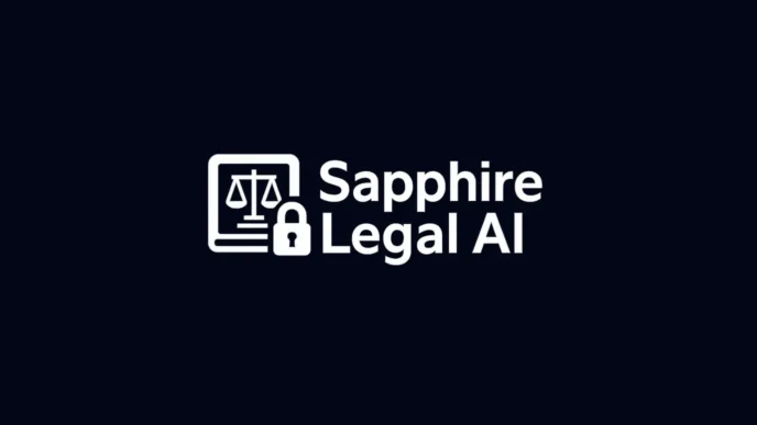 Sapphire Legal AI logo with a document icon, scales of justice, and a padlock next to the text